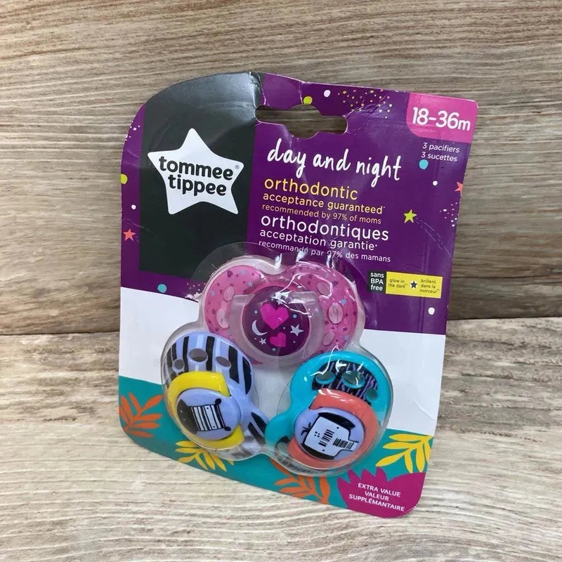 NEW Tommee Tippee Day And Night Pacifiers, 3pk 18-36m New