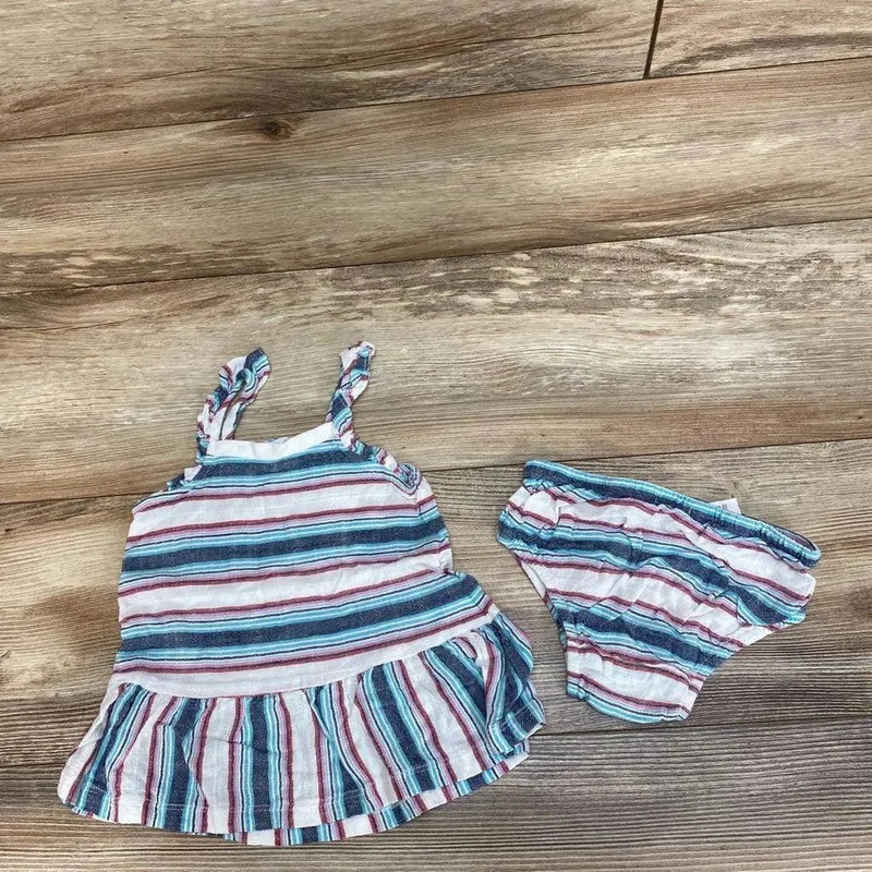 Splendid 2pc Striped Dress & Bloomers sz 6-12m White 6-12M Used