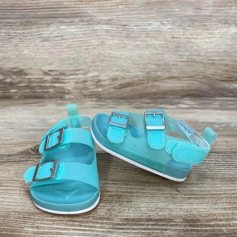 Carter’s Baby Buckle Jelly Soft Sandals sz Newborn Teal NB Used