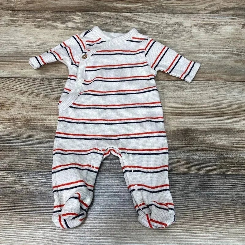 Ever & Ever Striped Sleeper sz PREEMIE Oatmeal PREEMIE Used
