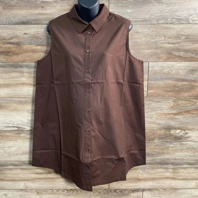Gap Maternity Poplin Button-Down Tank Top sz XL Brown XL New