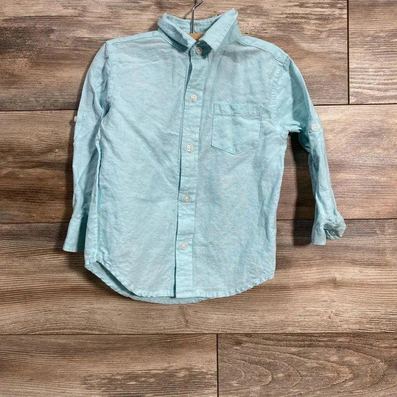 Janie & Jack The Linen Shirt sz 3T Aqua 3T Used