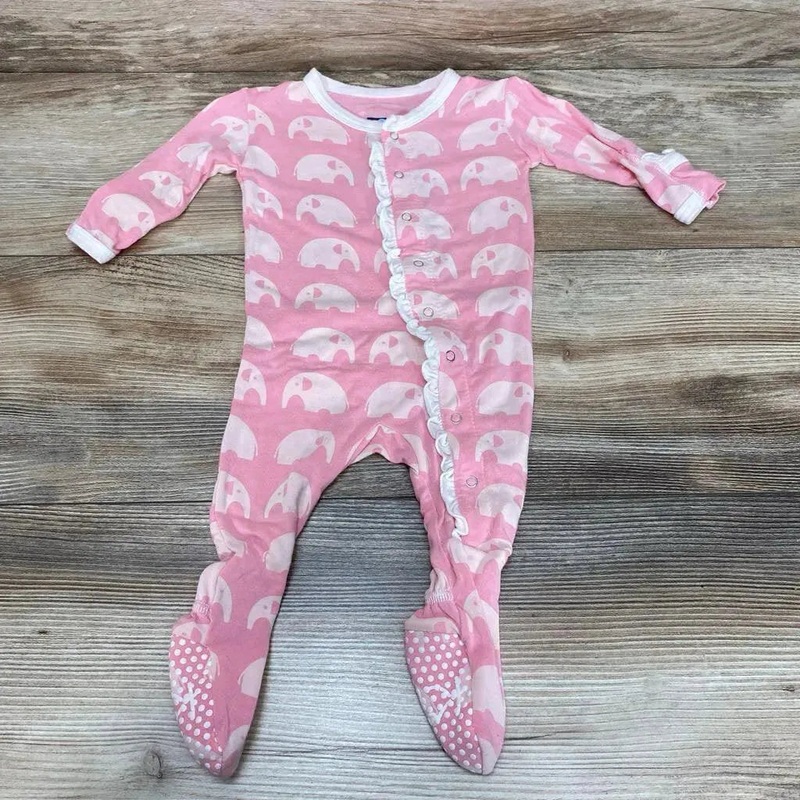 Kickee Pants Elephant Ruffle Footie sz 0-3m Pink 0-3m Used