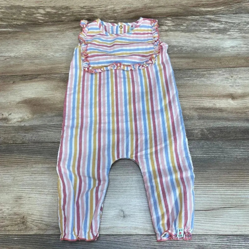 Lilly + Sid Striped Ruffle Romper sz 6-12m Pink 6-12m Used