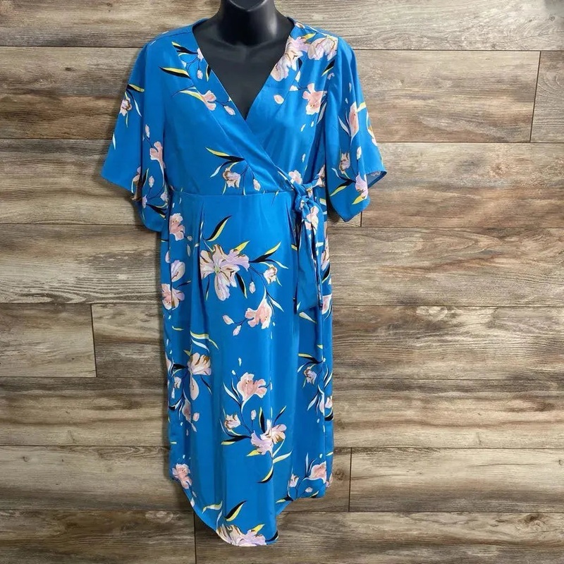 Mamalicious Floral Dress sz Medium Blue Medium Used