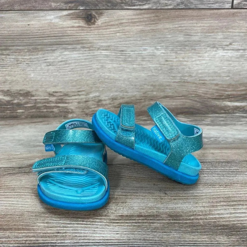 Native Charley Glitter Sandals sz 4c Turquoise 4c Used