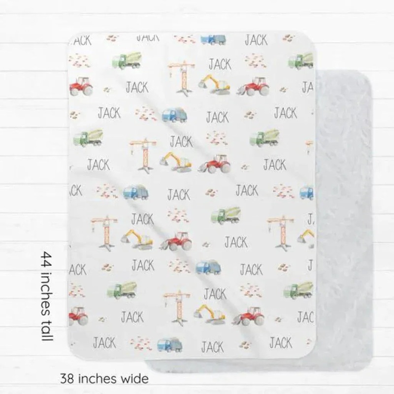 NEW A Great Baby Under Construction Keepsake Blankie White 39″ x 29″ New