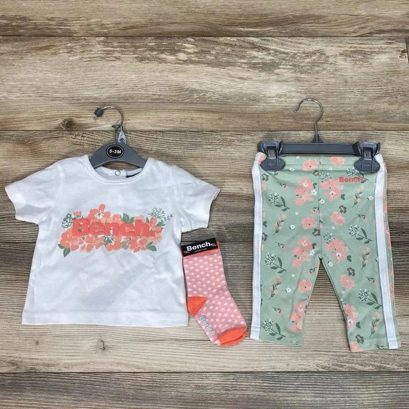NEW Bench. 4pc Floral Shirt & Leggings Set sz 0-3m White 0-3m New