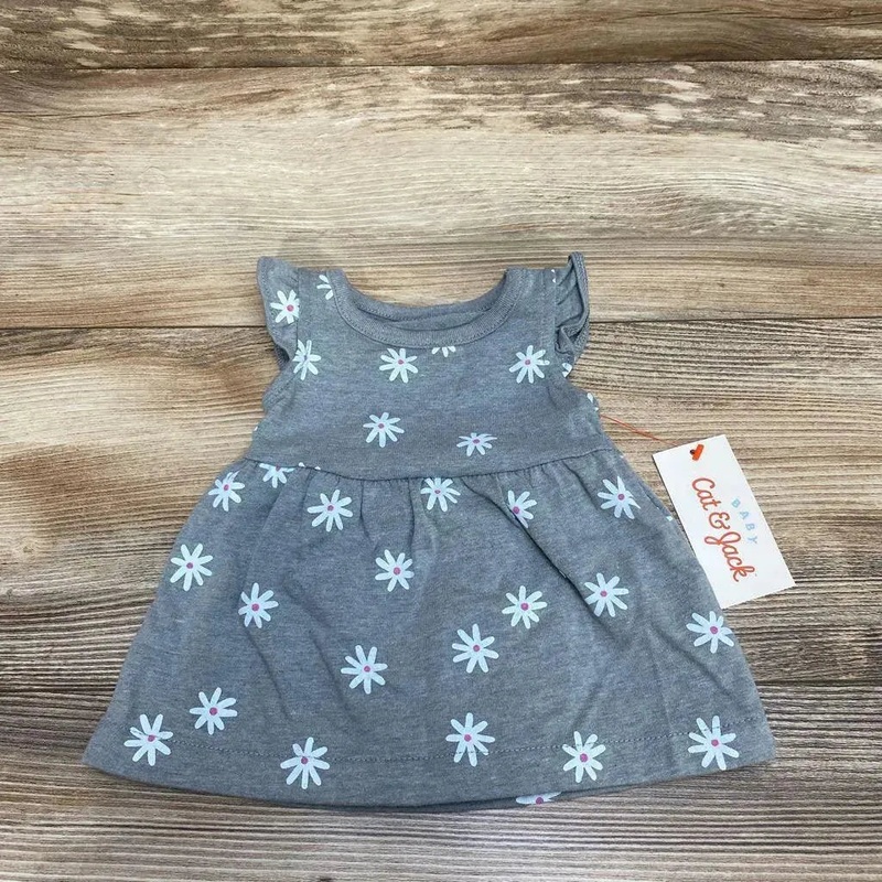 NEW Cat & Jack 2pc Floral Dress & Bloomers sz NB Grey NB New