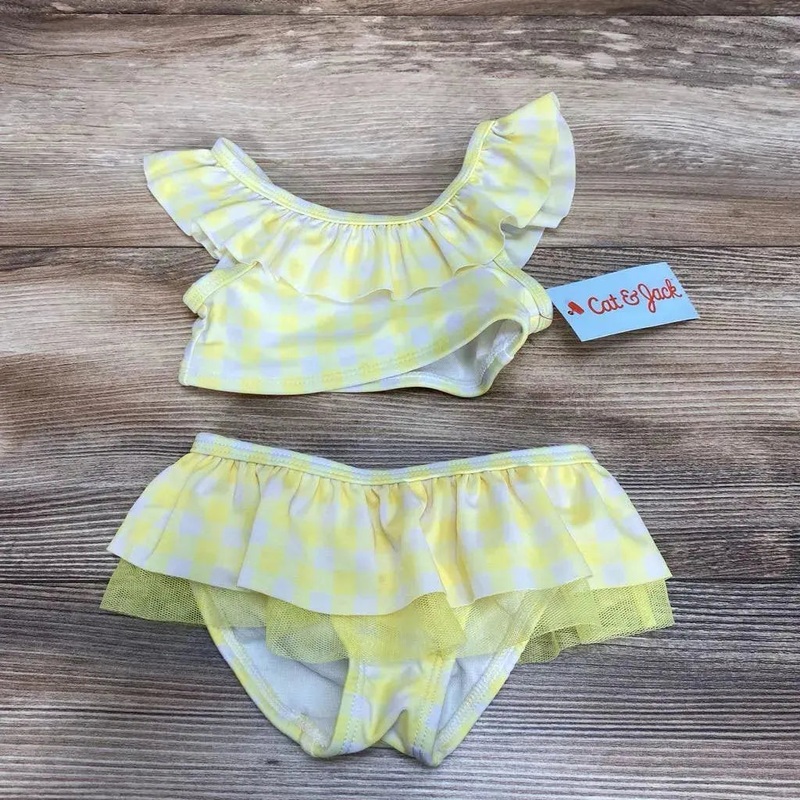 NEW Cat & Jack 2pc Gingham Bikini Set sz 12m Yellow 12m New