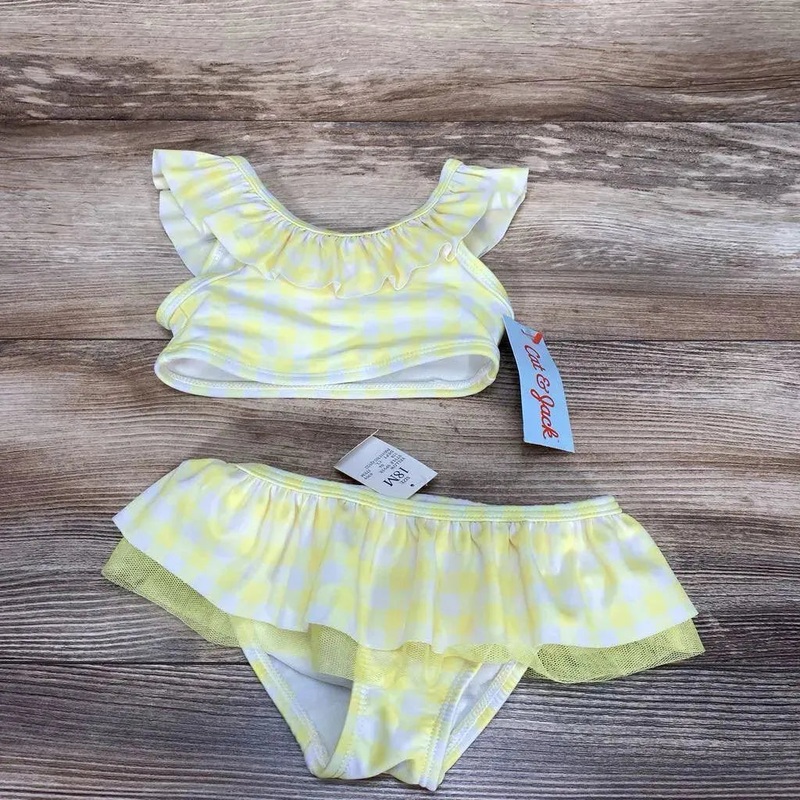 NEW Cat & Jack 2pc Gingham Bikini Set sz 18m Yellow 18m New