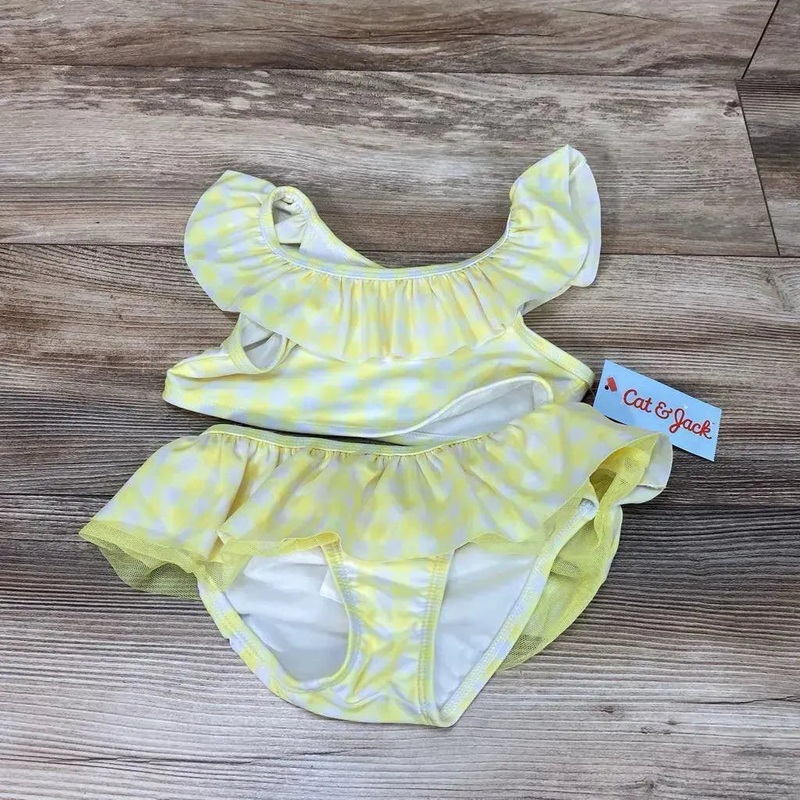 NEW Cat & Jack 2pc Gingham Bikini Set sz 5T Yellow 5T New