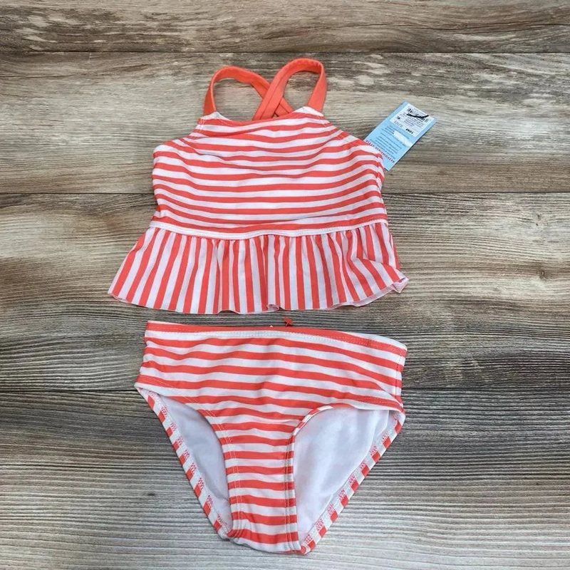 NEW Cat & Jack 2pc Striped Swimsuit sz 18m Pink 18m New