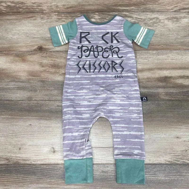 NEW Rags Rock Paper Scissors Romper sz 6-12m Green 6-12m New