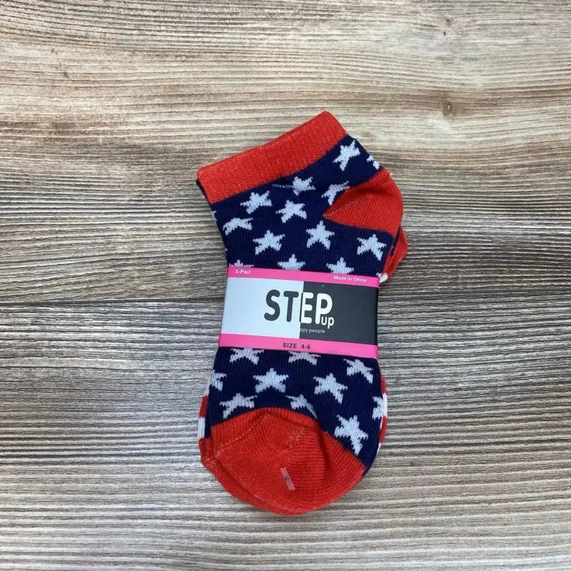 NEW Step Up Pattern Socks 3Pk sz 4-6 Navy 4-6 New