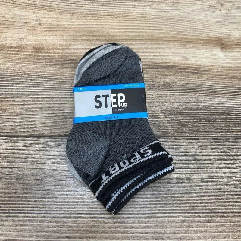NEW Step Up Socks 3Pk sz 2-3m Black 2-3 New