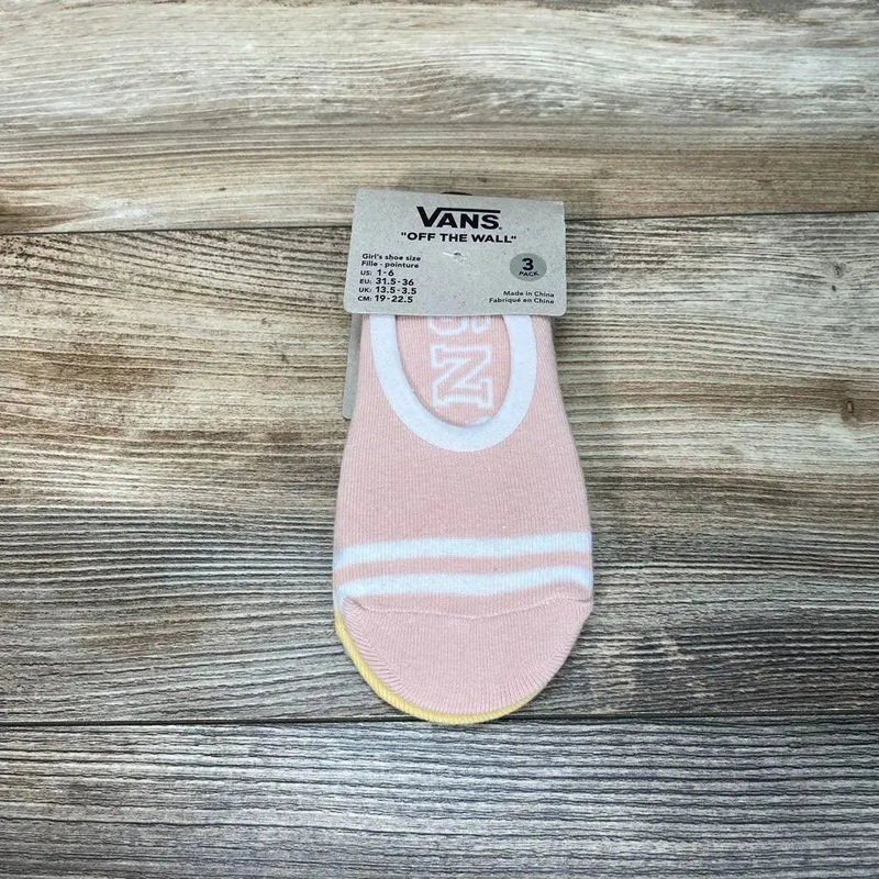 NEW Vans 3pk No Show Socks sz 1-6 Pink 1-6 New