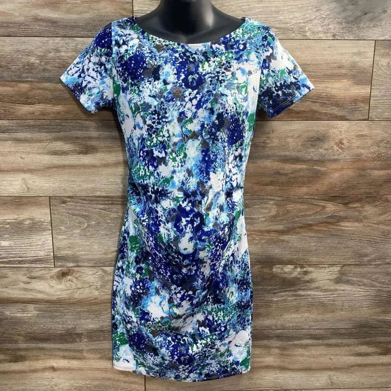 Pink Blush Maternity Floral Bodycon Dress sz Small Blue Small Used