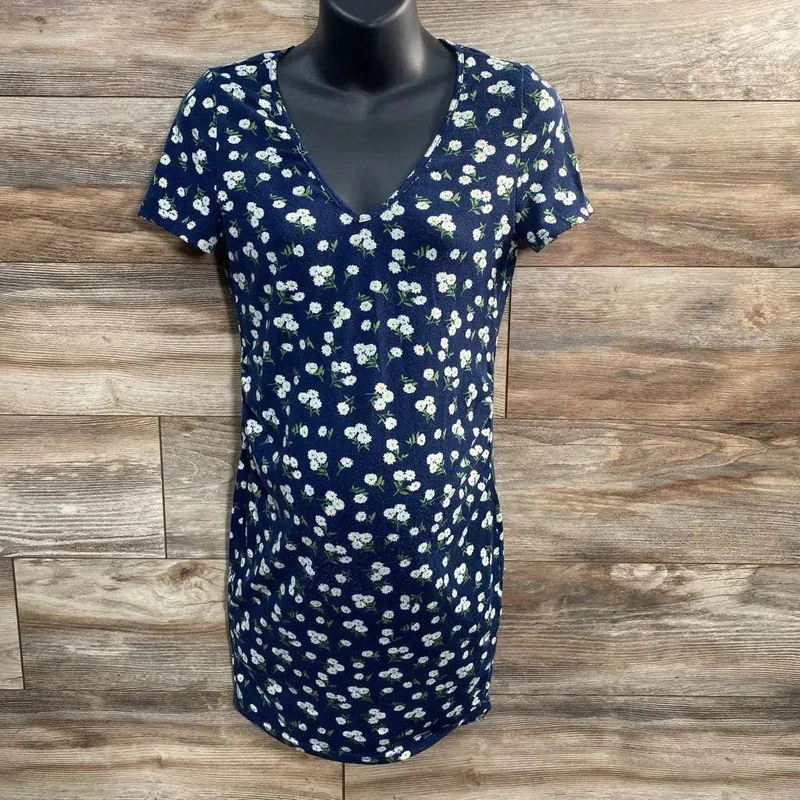 Shein Maternity Floral Bodycon Dress sz Small Navy Small Used