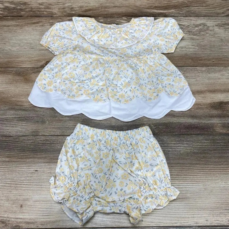 Stitchy Fish 2pc Floral Top & Shorts Set sz 6m White 6m Used