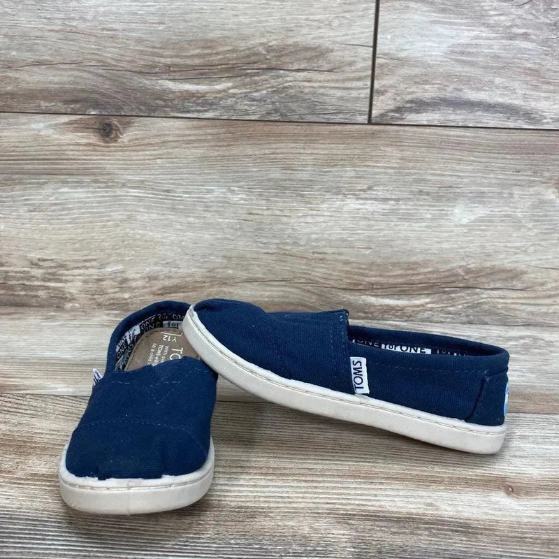 Toms Tiny Alpargata Canvas Shoes sz 12c Navy 12c Used