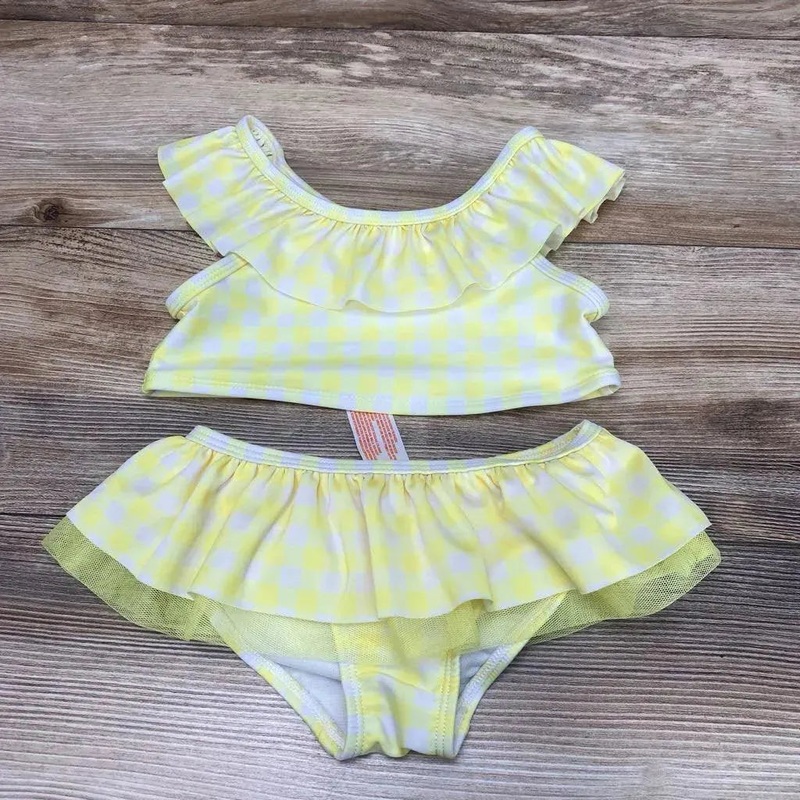 Cat & Jack 2pc Gingham Swimsuit Set sz 5T Yellow 5T Used