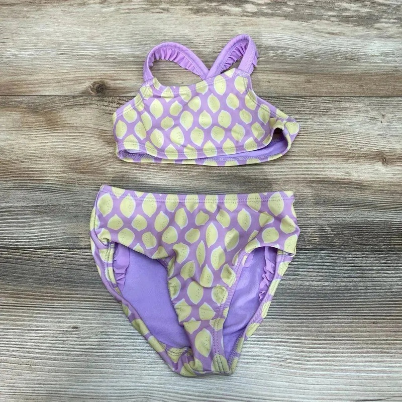 Cat & Jack 2pc Lemons Swimsuit Set sz 18m Purple 18m Used