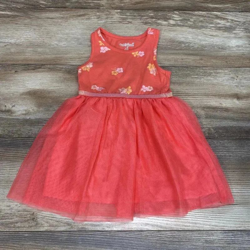 Cat & Jack Floral Tank Tulle Dress sz 18m Pink 18m Used