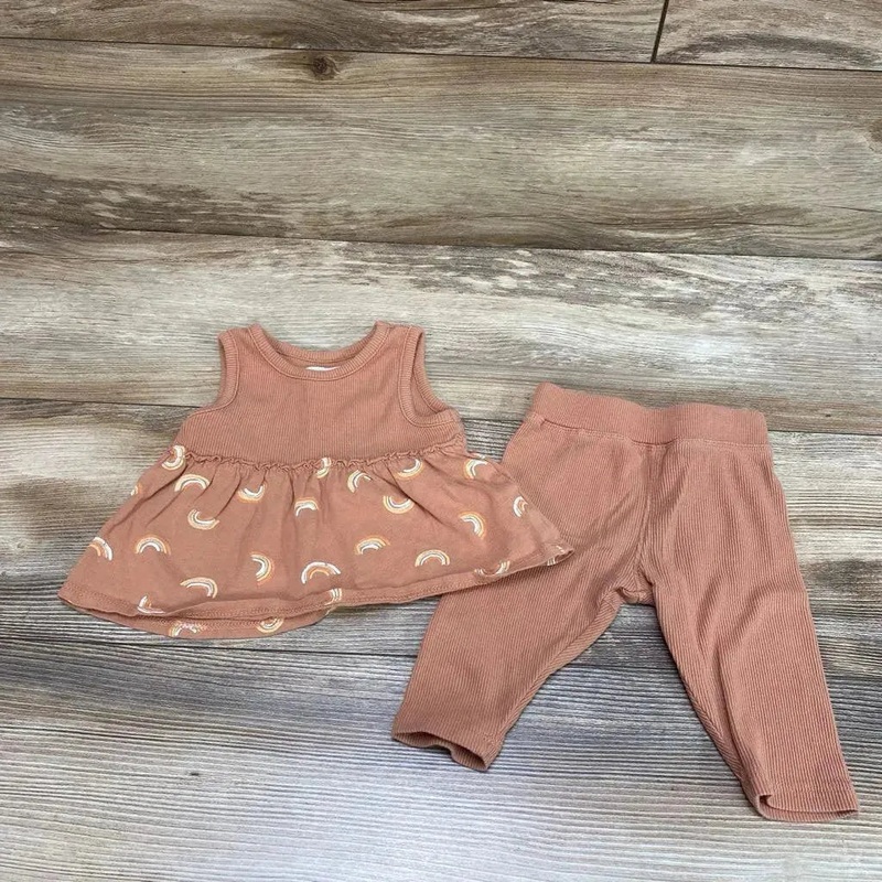 Grayson Mini 2pc Tank Top & Leggings sz 0-3m Brown 0-3m Used