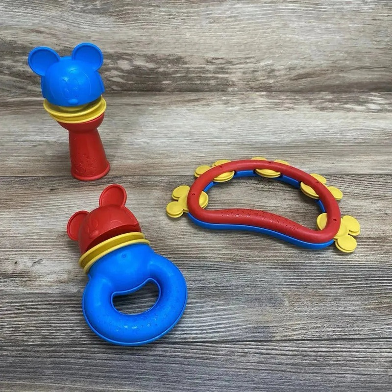 Green Toys Mickey Mouse Shake & Rattle Set Red/Blue Used