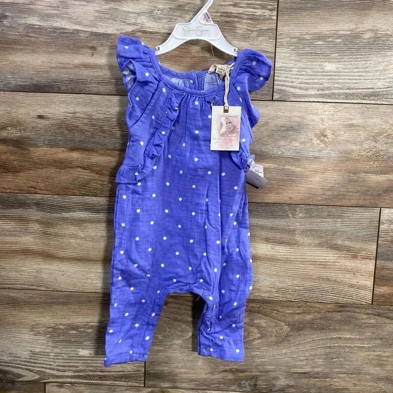 Jessica Simpson NEW Ruffle Polka Dot Romper sz 6-9m Purple 6-9m New