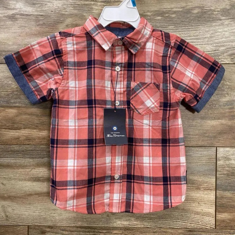 NEW Ben Sherman Plaid Button Up Shirt sz 24m Pink 24m New