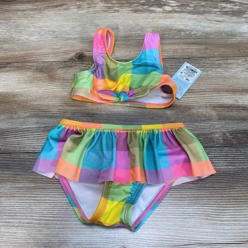NEW Cat & Jack 2pc Plaid Swimsuit Set sz 18m Green 18m New