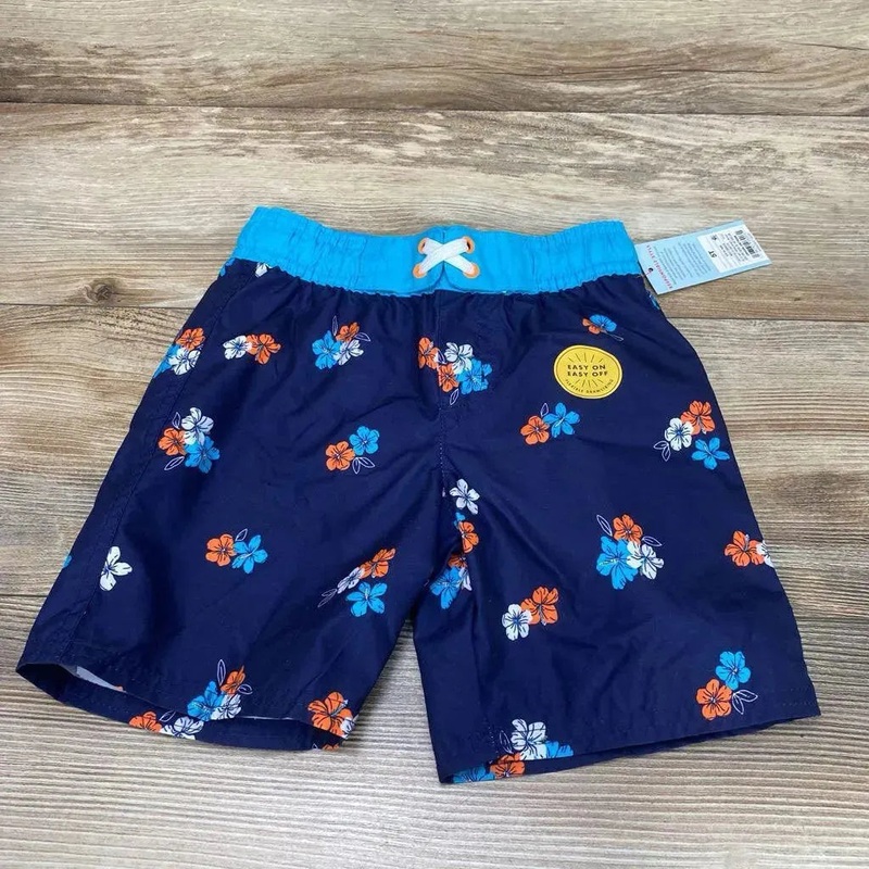 NEW Cat & Jack Floral Swim Trunks sz 5T Navy 5T New