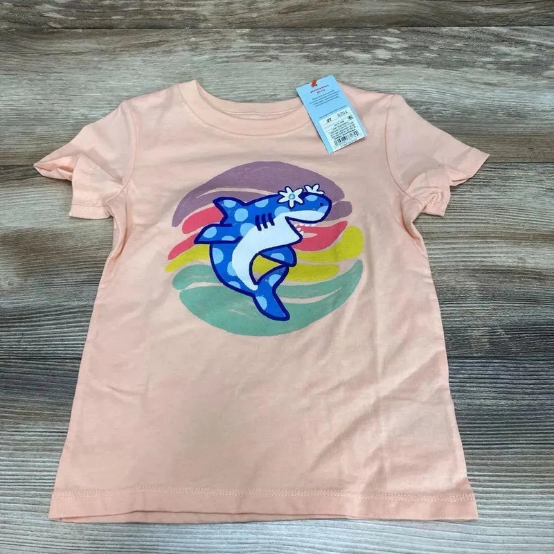 NEW Cat & Jack Shark Shirt sz 2T Peach 2T New