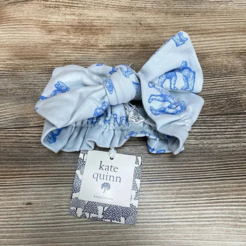 NEW Kate Quinn Organic Elastic Knot Top Headband Bear Print sz 12-24m Blue L/12-24m New