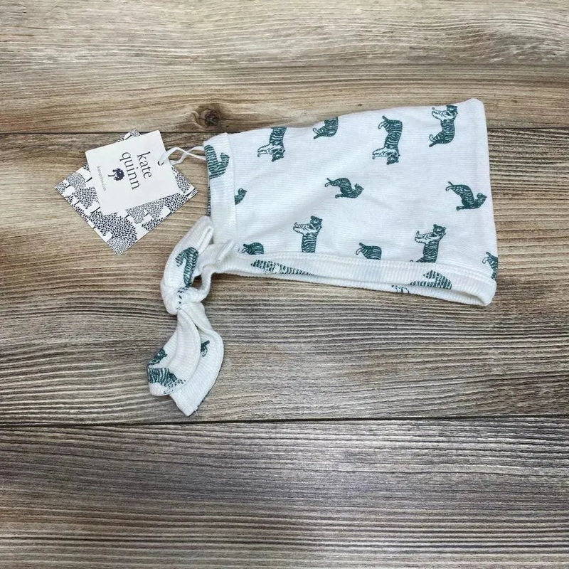 NEW Kate Quinn Organic Elf Hat Ribbed Tiny Tiger Pattern sz 3-6m White 3-6m New