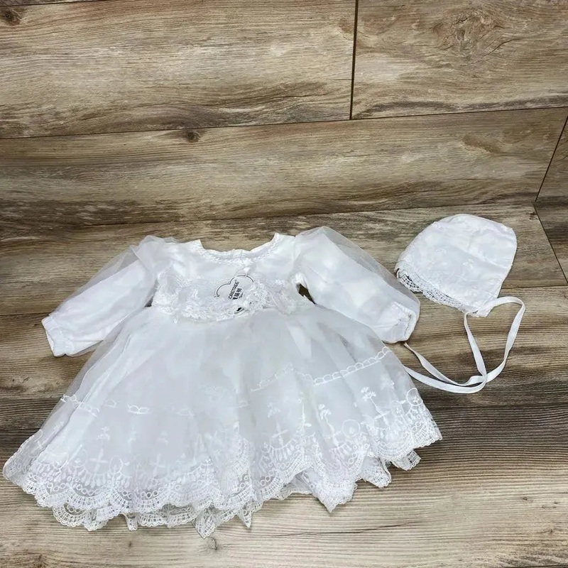 NEW Kidmoretree 2pc Christening Baptism Dress/Gown sz 12m White 12m New