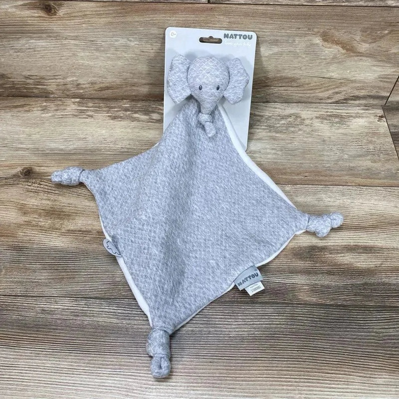 NEW Nattou Elephant Security Blanket Grey 11″ New