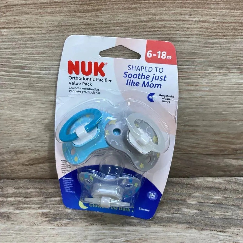 NEW NUK 3Pk Orthodontic Pacifiers 6-18m Blue 6-18m New