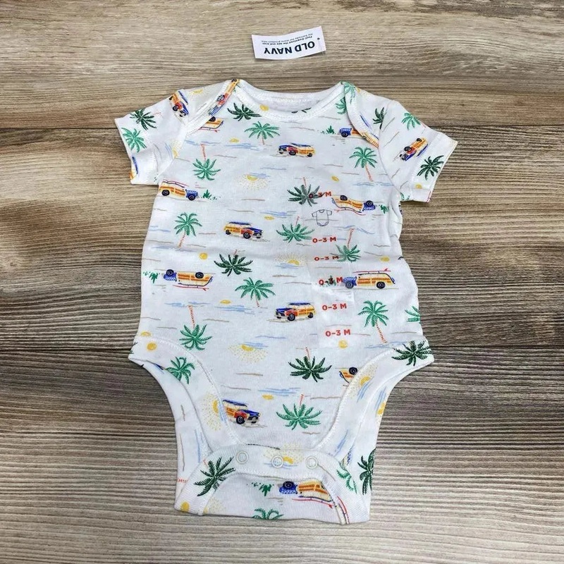NEW O d Navy Beach Print Bodysuit sz 0-3m White 0-3m New