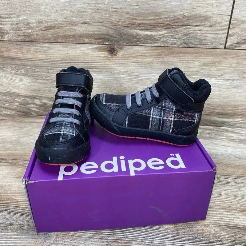 NEW Pediped Flex Logan Plaid High Top Sneakers sz 9-9.5c Black 9-9.5c New