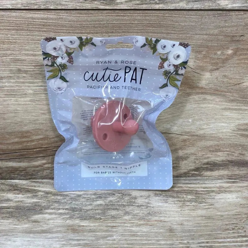 NEW Ryan & Rose Cutie PAT Bulb Pacifier + Teether Stage 1 Rose 0m+ New