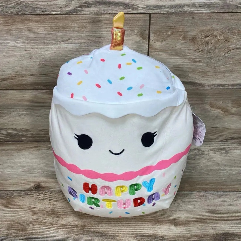 NEW Squishmallows 14″ Lyla Vanilla Cake With Candle White 3+ New