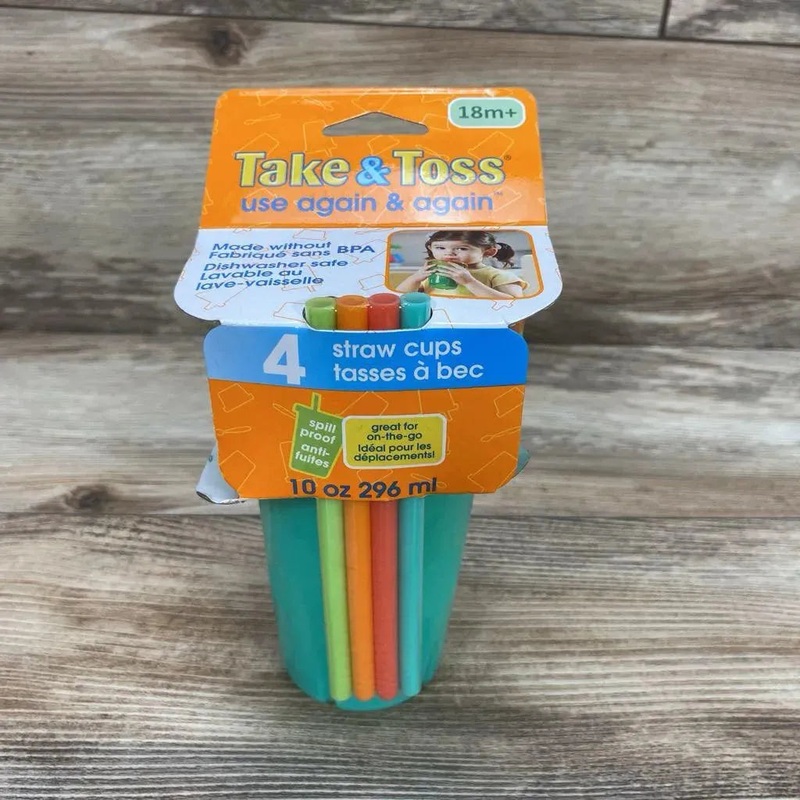 NEW The First Years 4pk Take & Toss 10oz Straw Cup w/Lids 18m+ New