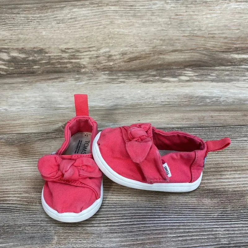 Toms Tiny Alpargata Shoes in Raspberry sz 4c Raspberry 4c Used