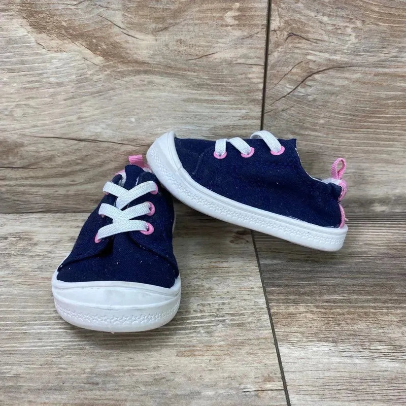 Wonder Nation Canvas Bump Toe Sneakers sz 4c Navy 4c New