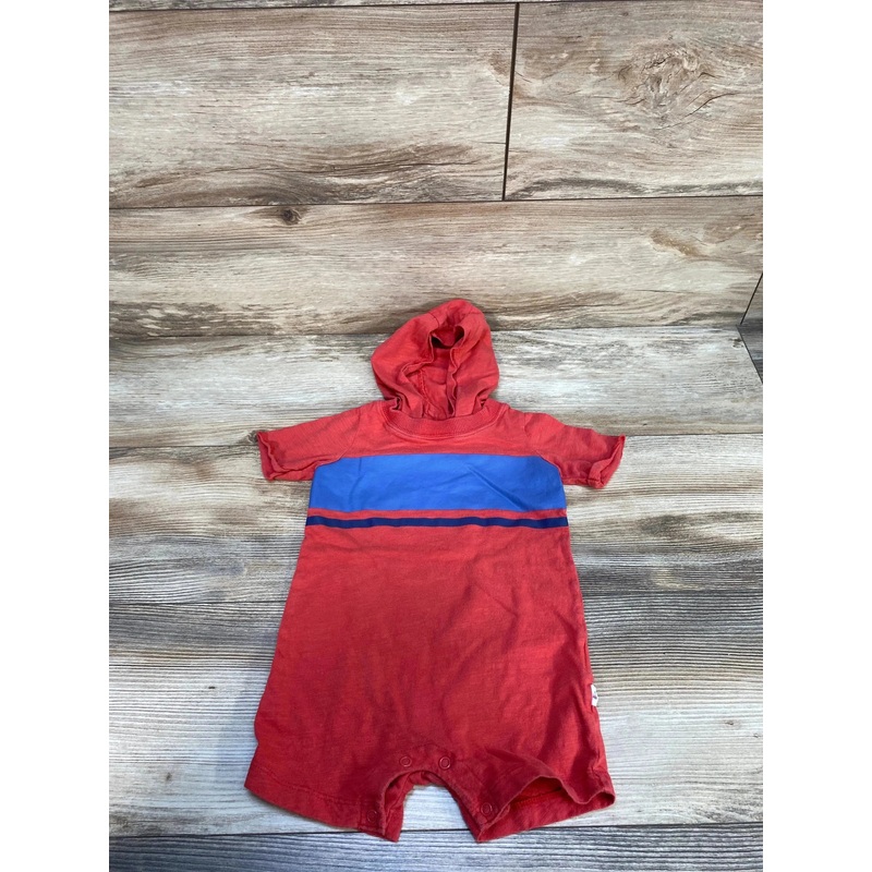 Carter’s Hooded Striped Shortie Romper Red sz 18m