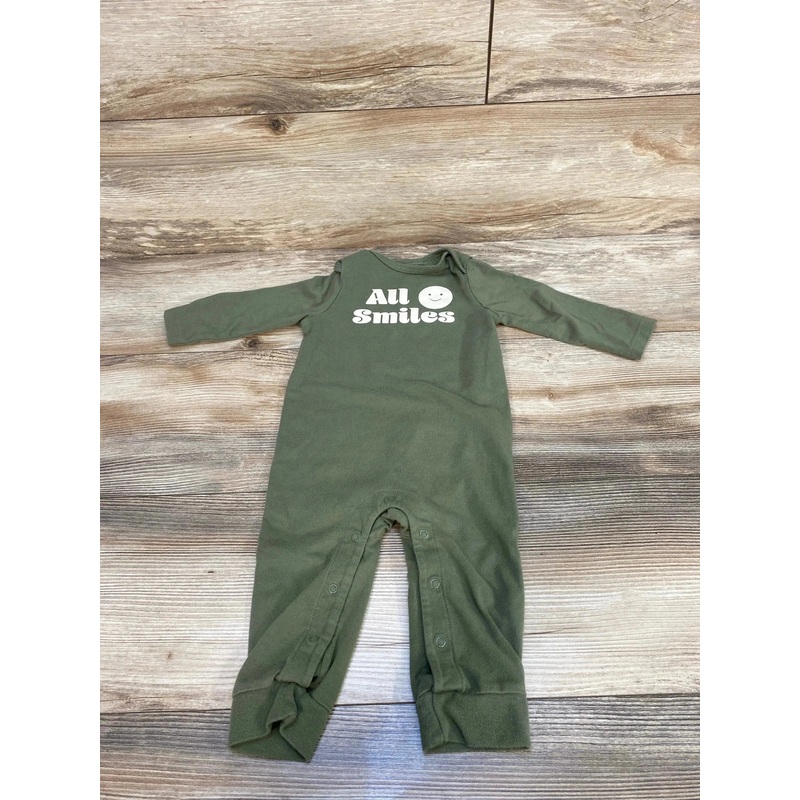 Cat & Jack LS ‘All Smiles’ Romper Green sz 6-9m