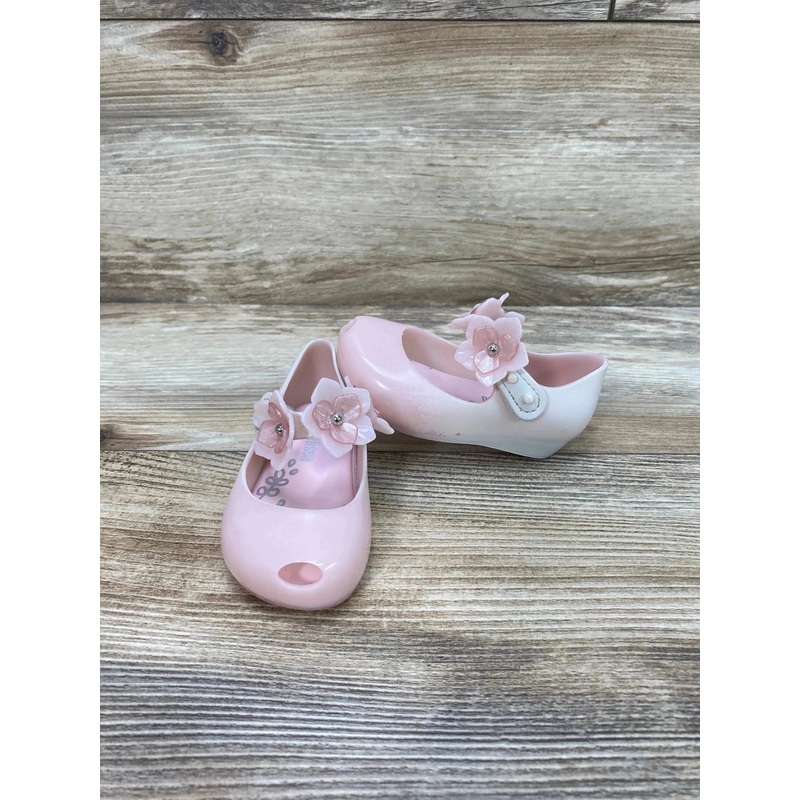 Mini Melissa Jelly Ultragirl Flowers Mary Jane Flats Pink sz 5c